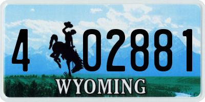 WY license plate 402881