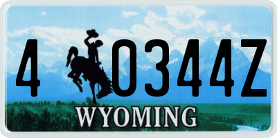 WY license plate 40344Z