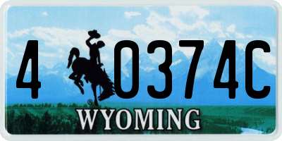 WY license plate 40374C