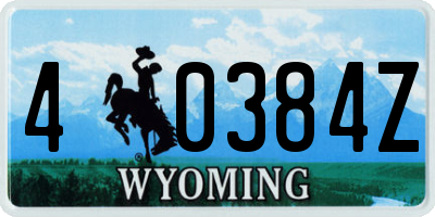 WY license plate 40384Z