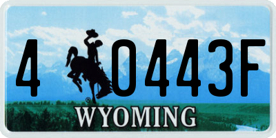 WY license plate 40443F