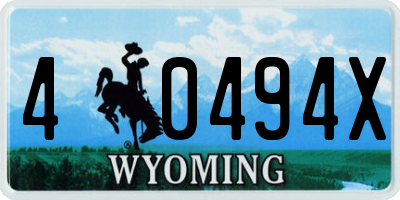 WY license plate 40494X
