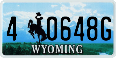 WY license plate 40648G