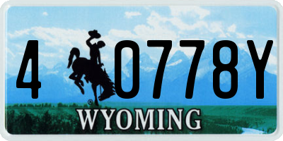 WY license plate 40778Y