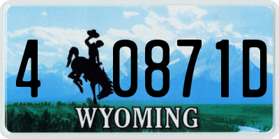 WY license plate 40871D