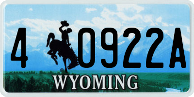 WY license plate 40922A