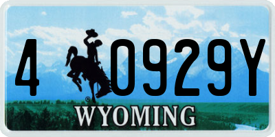 WY license plate 40929Y