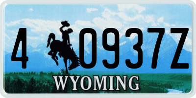 WY license plate 40937Z