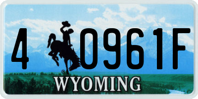 WY license plate 40961F