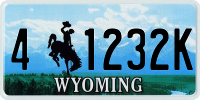 WY license plate 41232K