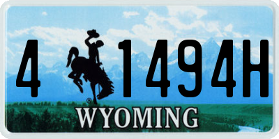 WY license plate 41494H