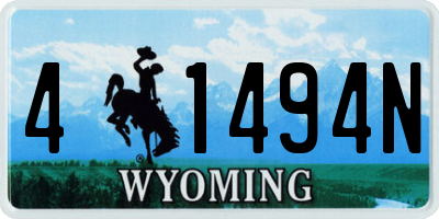 WY license plate 41494N