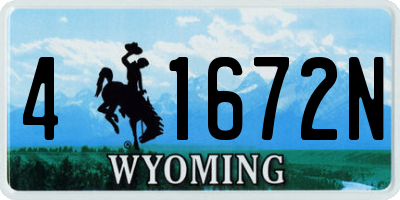 WY license plate 41672N