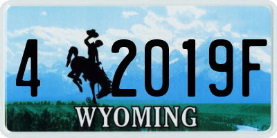 WY license plate 42019F