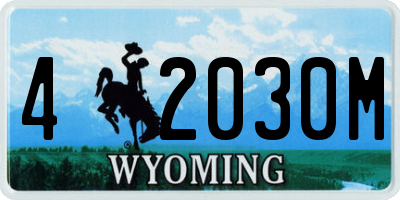 WY license plate 42030M