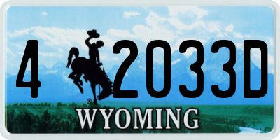 WY license plate 42033D