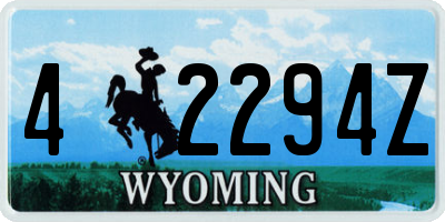 WY license plate 42294Z