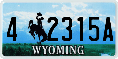 WY license plate 42315A