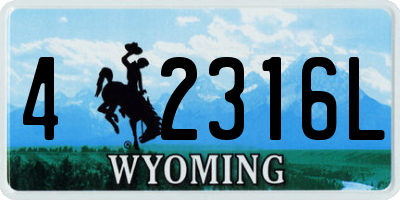 WY license plate 42316L