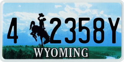 WY license plate 42358Y