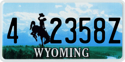 WY license plate 42358Z