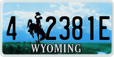 WY license plate 42381E