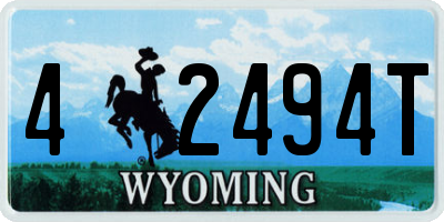 WY license plate 42494T