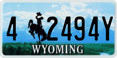 WY license plate 42494Y