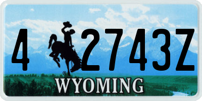 WY license plate 42743Z