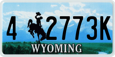 WY license plate 42773K