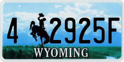 WY license plate 42925F