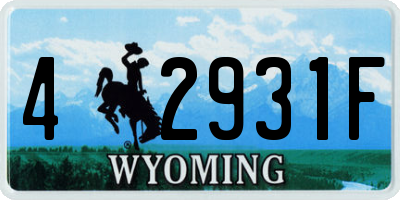 WY license plate 42931F