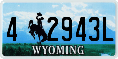 WY license plate 42943L