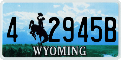 WY license plate 42945B