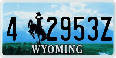 WY license plate 42953Z