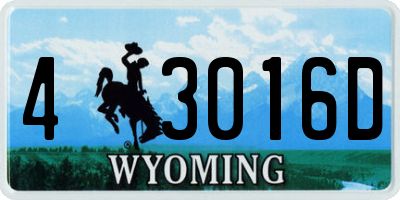 WY license plate 43016D