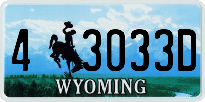 WY license plate 43033D