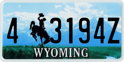 WY license plate 43194Z