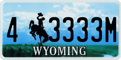 WY license plate 43333M