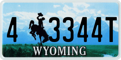 WY license plate 43344T