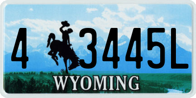 WY license plate 43445L