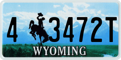 WY license plate 43472T