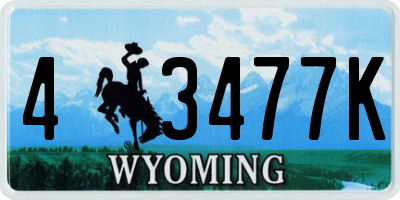 WY license plate 43477K