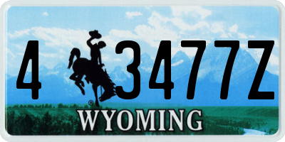 WY license plate 43477Z