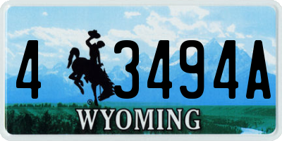 WY license plate 43494A