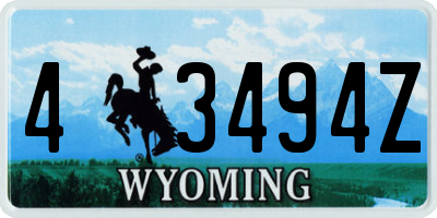 WY license plate 43494Z