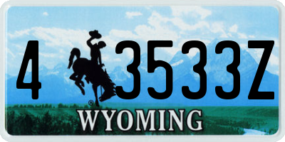 WY license plate 43533Z