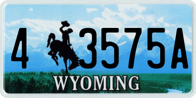 WY license plate 43575A