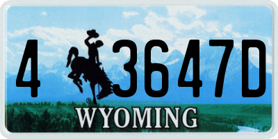 WY license plate 43647D