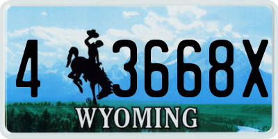 WY license plate 43668X